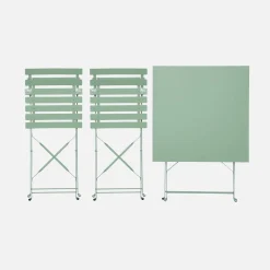 Set mesa de jardín bistró plegable de acero con 2 sillas, 70cm