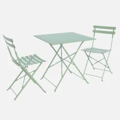 Set mesa de jardín bistró plegable de acero con 2 sillas, 70cm