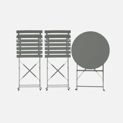 Set mesa de jardín bistró plegable de acero con 2 sillas, ø60cm