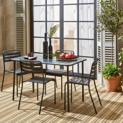 Set mesa de jardín de metal 120cm con 4 sillas