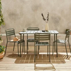 Set mesa de jardín de metal 120cm con 4 sillas