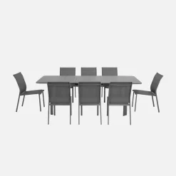 Set mesa de jardín extensible de aluminio de 8 a 10 sillas