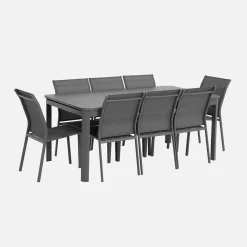 Set mesa de jardín extensible de aluminio de 8 a 10 sillas