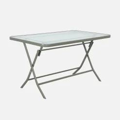 Set mesa de jardín plegable de textileno y acero con 4 sillas