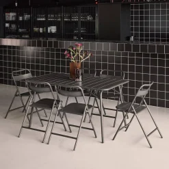 Set mesa de jardín plegable de metal con 6 asientos