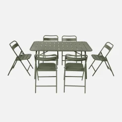 Set mesa de jardín plegable de metal con 6 asientos
