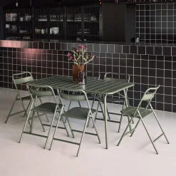Set mesa de jardín plegable de metal con 6 asientos
