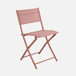 Set mesa de jardín plegable de textileno y acero con 4 sillas