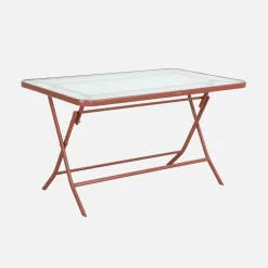 Set mesa de jardín plegable de textileno y acero con 4 sillas
