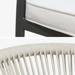 Set mesa de jardín redonda de aluminio y vidrio, 6 plazas