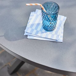 Set mesa de jardín redonda de aluminio y vidrio, 6 plazas