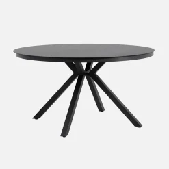 Set mesa de jardín redonda de aluminio y vidrio, 6 plazas