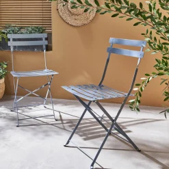 Set sillas de jardín plegables de metal, 2 asientos