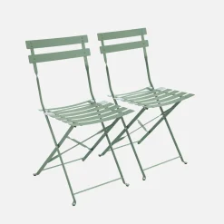 Set sillas de jardín plegables de metal, 2 asientos