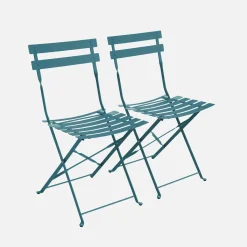 Set sillas de jardín plegables de metal, 2 asientos