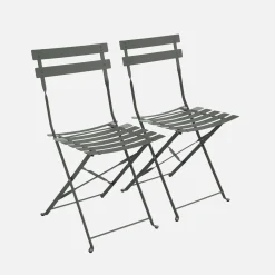 Set sillas de jardín plegables de metal, 2 asientos
