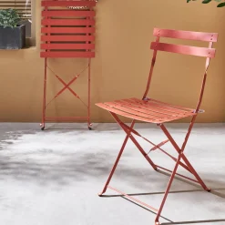 Set sillas de jardín plegables de metal, 2 asientos
