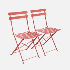 Set sillas de jardín plegables de metal, 2 asientos