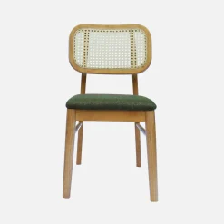 Silla bohemia de madera de hevea y rejilla, set de 2