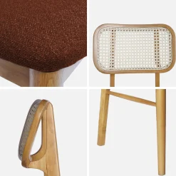 Silla bohemia de madera de hevea y rejilla, set de 2