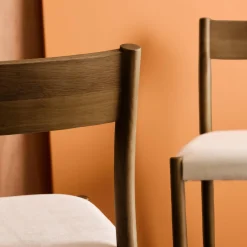 Silla bohemia de madera de hevea y tela simple, set de 2