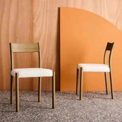 Silla bohemia de madera de hevea y tela simple, set de 2