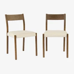 Silla bohemia de madera de hevea y tela simple, set de 2