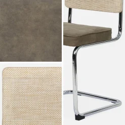 Silla cantilever con respaldo efecto ratán, set de 2