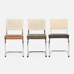 Silla cantilever con respaldo efecto ratán, set de 2