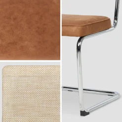 Silla cantilever con respaldo efecto ratán, set de 2