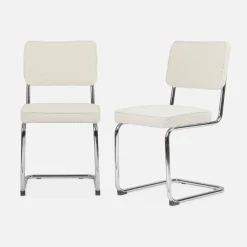 Silla cantilever con rizos texturizados, set de 2