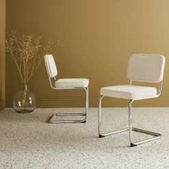 Silla cantilever con rizos texturizados, set de 2
