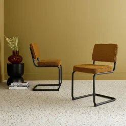 Silla cantilever de borreguito texturizado, set de 2