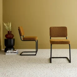 Silla cantilever de borreguito texturizado, set de 2