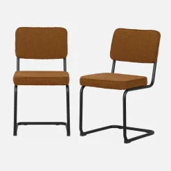 Silla cantilever de borreguito texturizado, set de 2