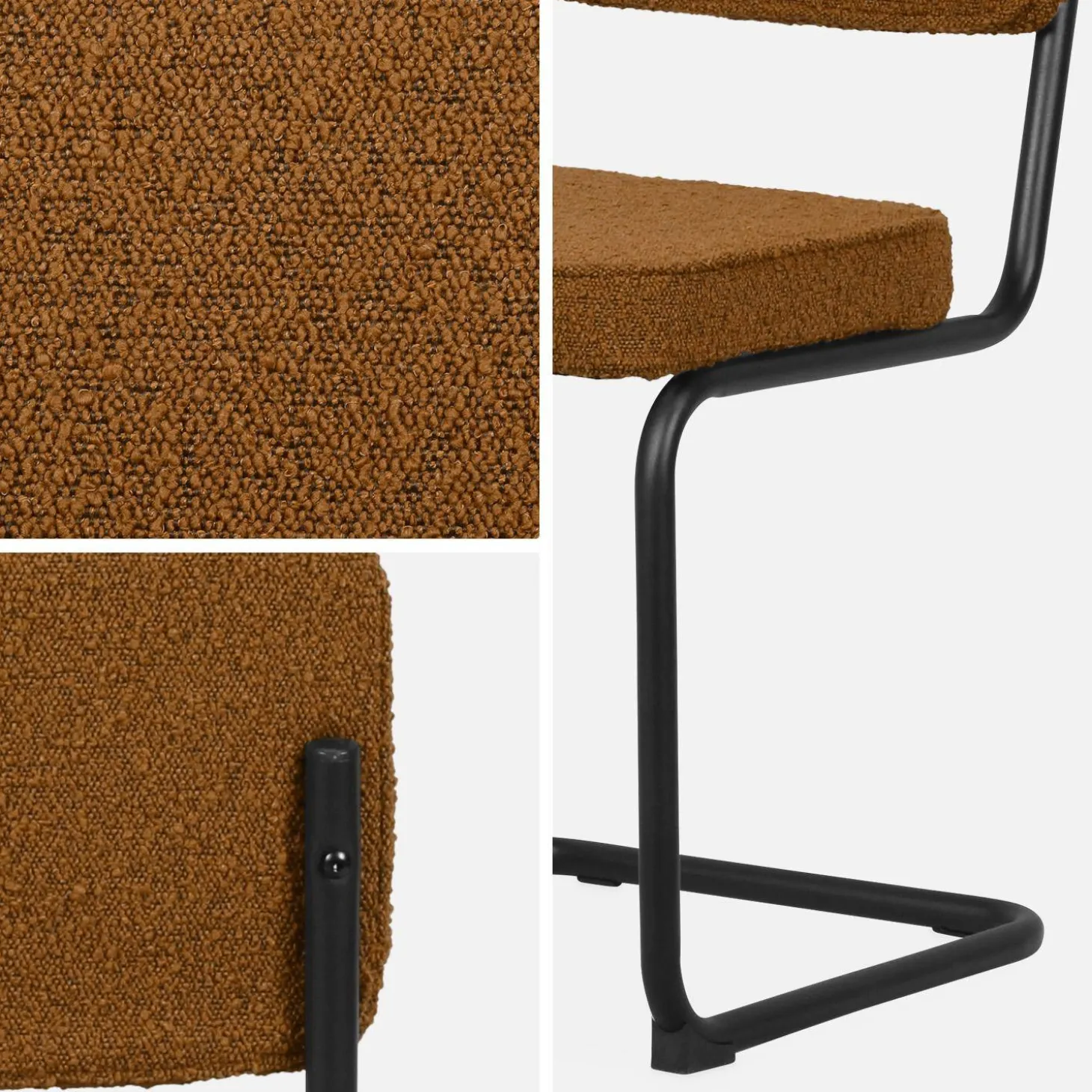 Silla cantilever de borreguito texturizado, set de 2