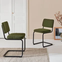 Silla cantilever de borreguito texturizado, set de 2