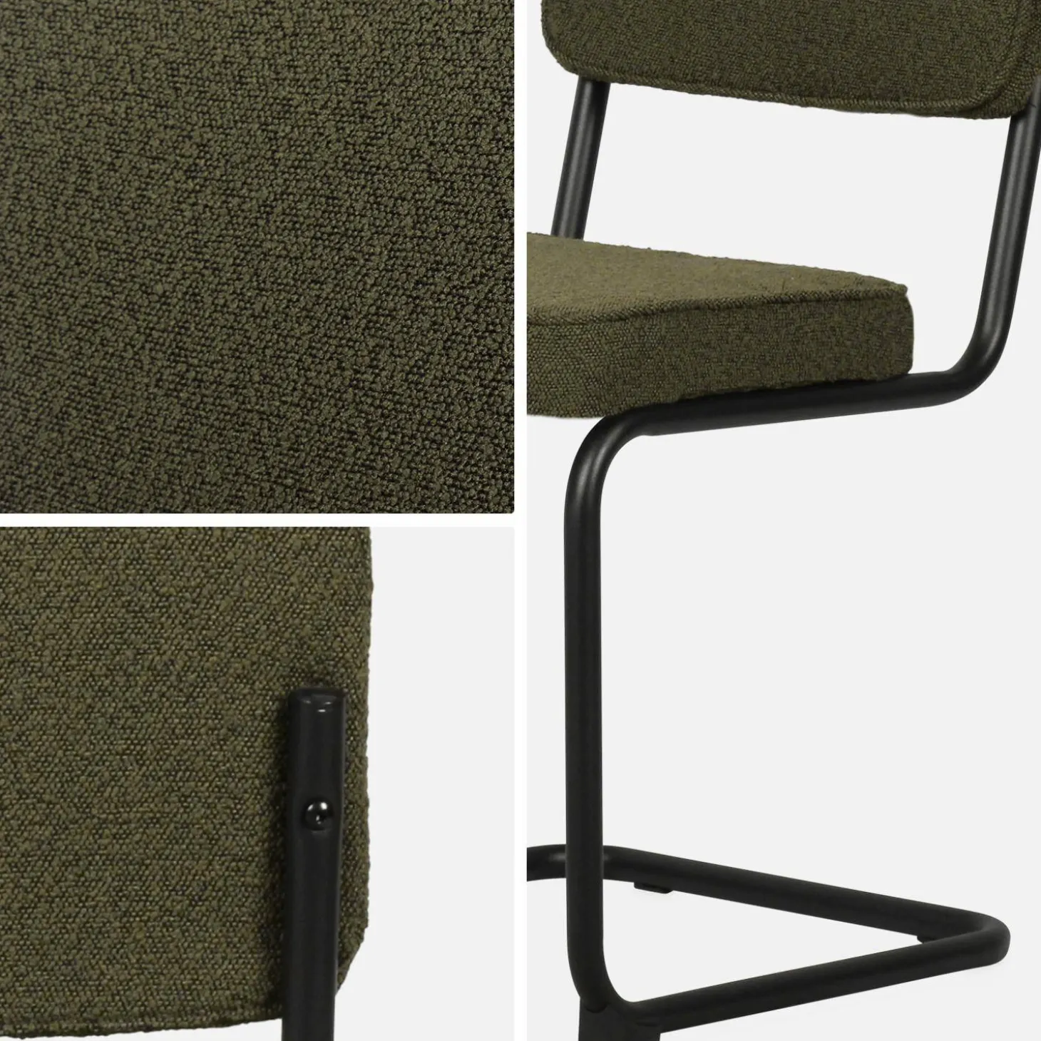 Silla cantilever de borreguito texturizado, set de 2