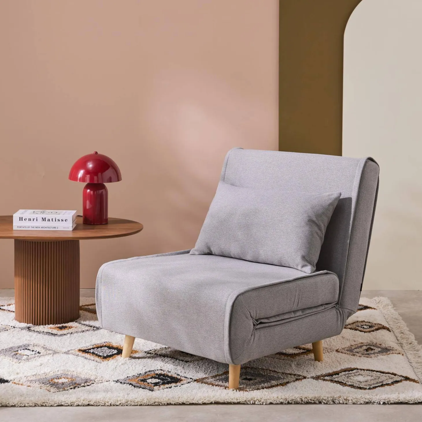 Silla convertible en cama tela base madera