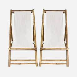 Silla de bambú plegable y multiposicional, set de 2
