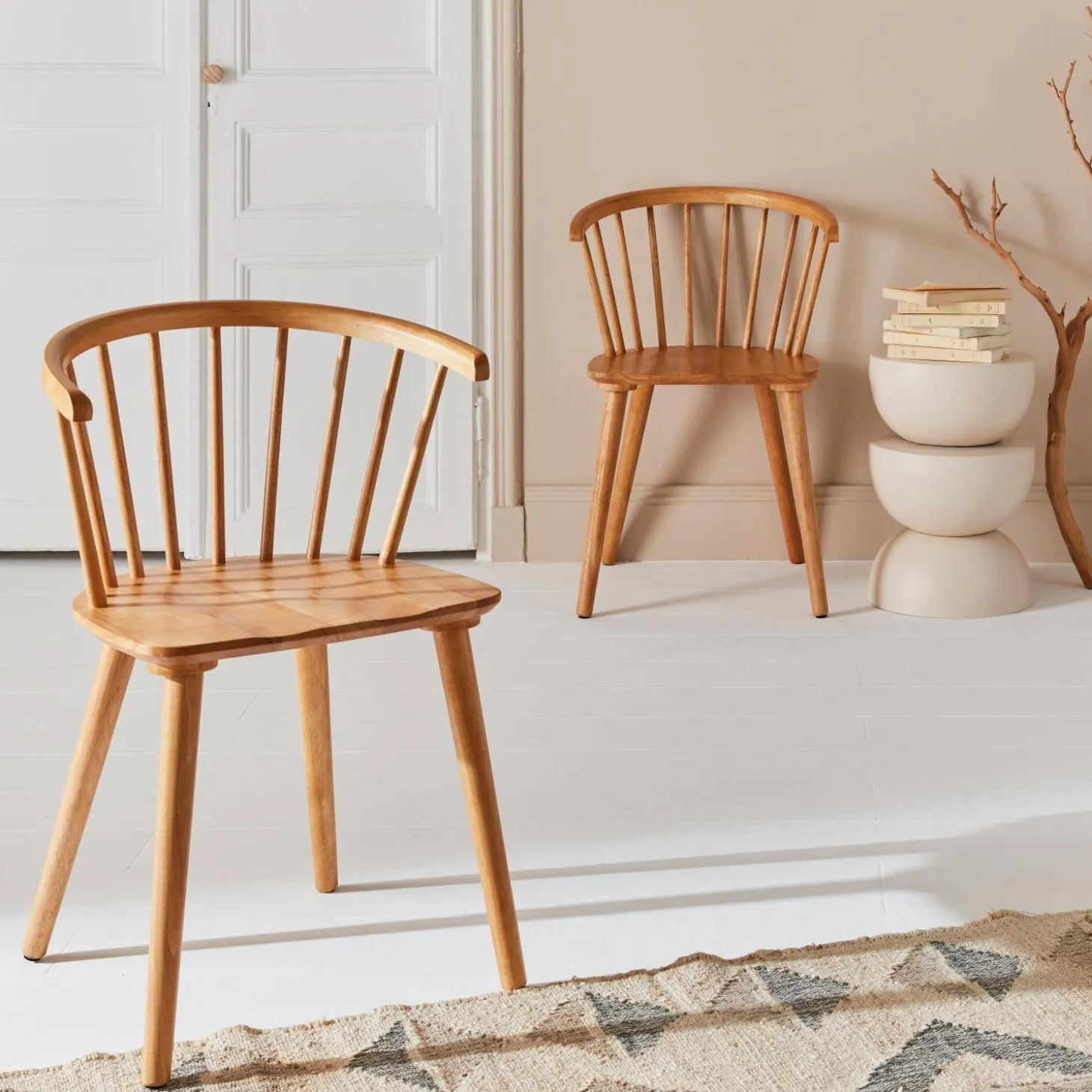 Silla de bar de madera, set de 2