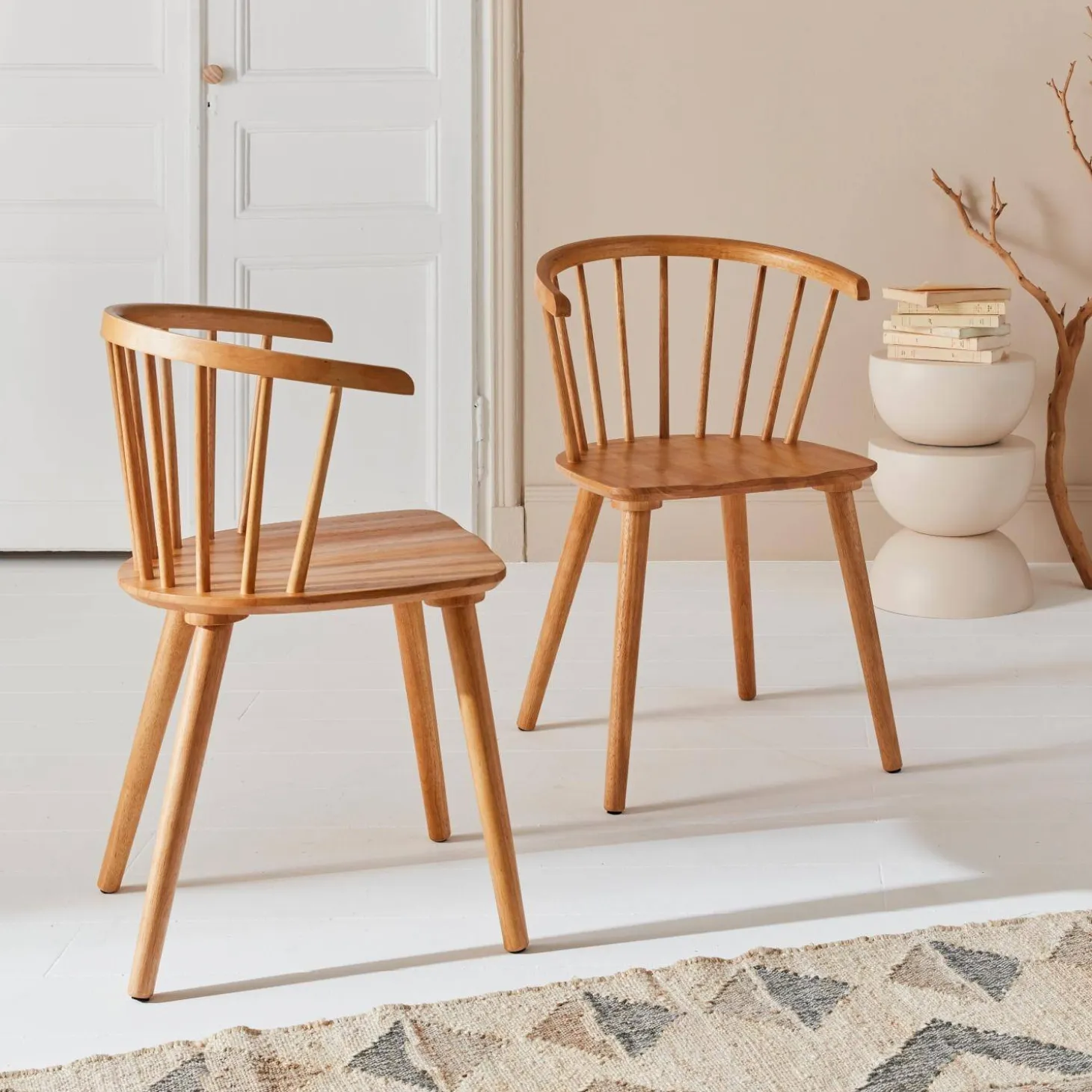 Silla de bar de madera, set de 2