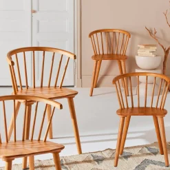 Silla de bar de madera, set de 4