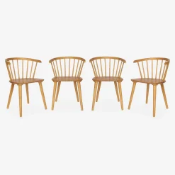 Silla de bar de madera, set de 4