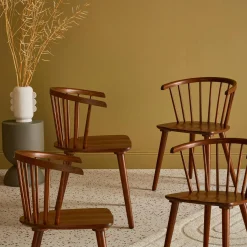 Silla de bar de madera, set de 4