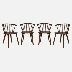 Silla de bar de madera, set de 4