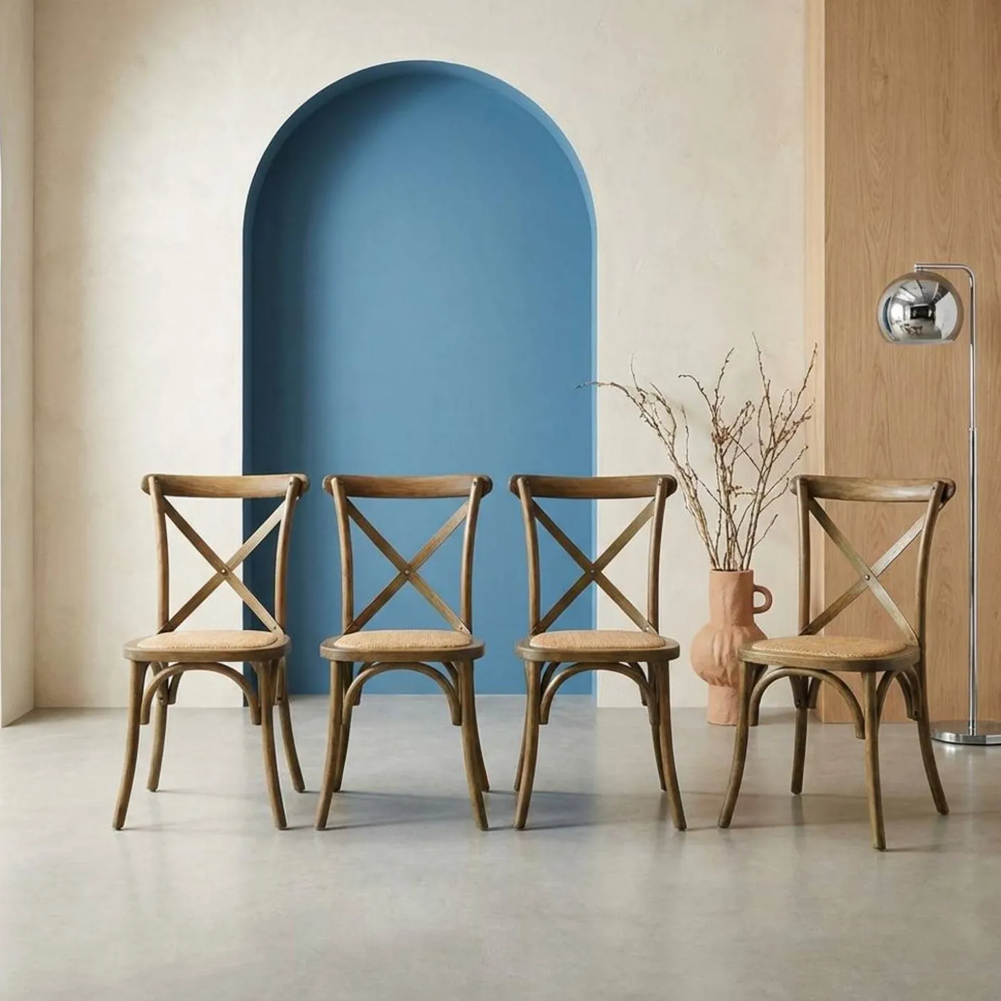 Silla de bistró vintage de madera, set de 4