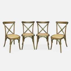 Silla de bistró vintage de madera, set de 4