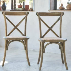 Silla de bistró vintage de madera, set de 2