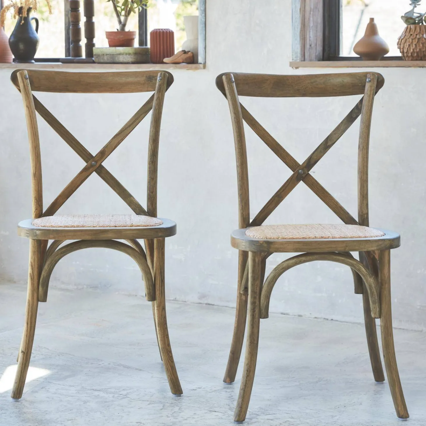 Silla de bistró vintage de madera, set de 2